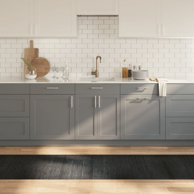 vidaXL - Vloerkleed - rechthoekig - 70x500 - cm - bamboe - grijs