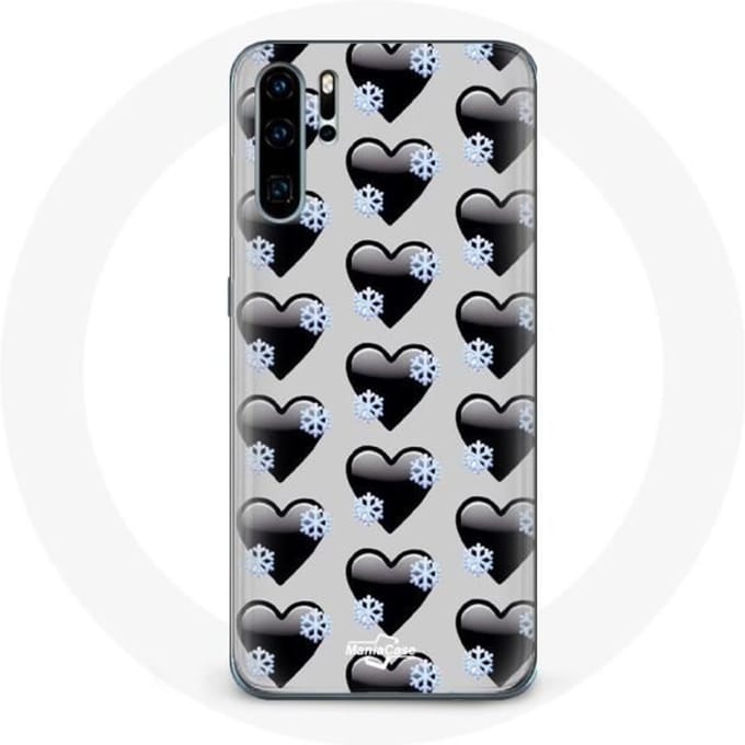 Coque pour Huawei P30 Fond de coeurs noirs