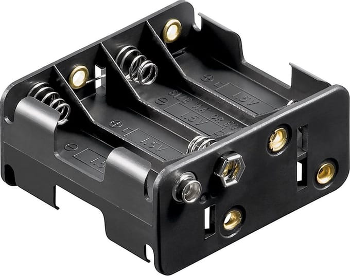 Batterijhouder voor 8 AA-batterijen - push-on bevestiging