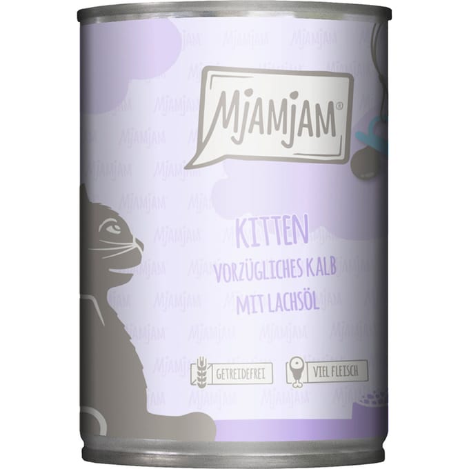 Economy Pack 24x400g MjAMjAM Kitten Excellent Kalf met zalmolie nat kattenvoer