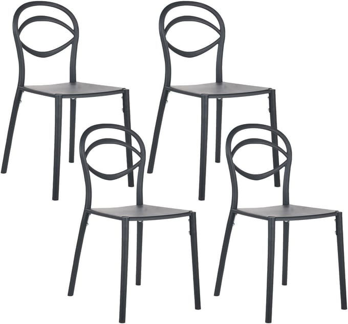 COVOLO - Tuinstoel set van 4 - Zwart - Polypropyleen