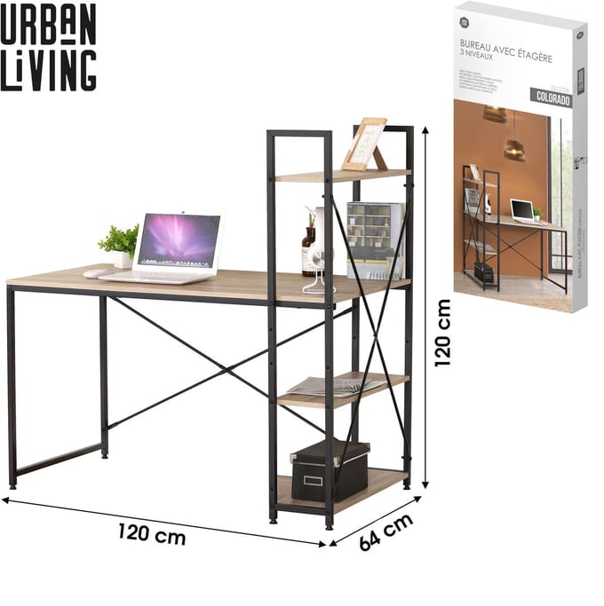 COLORADO" Bureau met rek met 3 niveaus