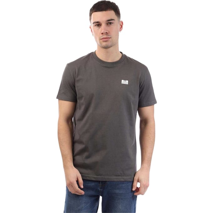Weekend Offender Heren T-shirt met contrasterend logo, normale pasvorm, Bridgetown (Houtskool)