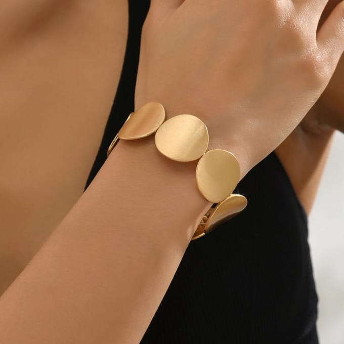 1 pc Bracelet Élastique Mode Doré one-size noir