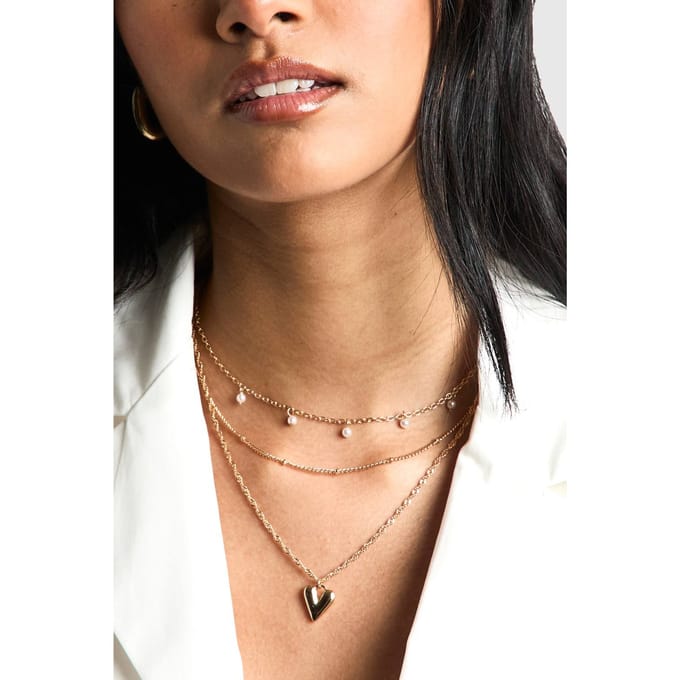 boohoo Dames Gelaagde ketting met hartdetail | Goud