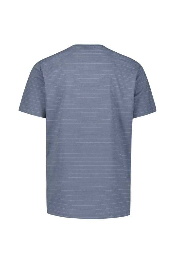 No Excess T-shirt crewneck yarn dyed pin stri washed blue