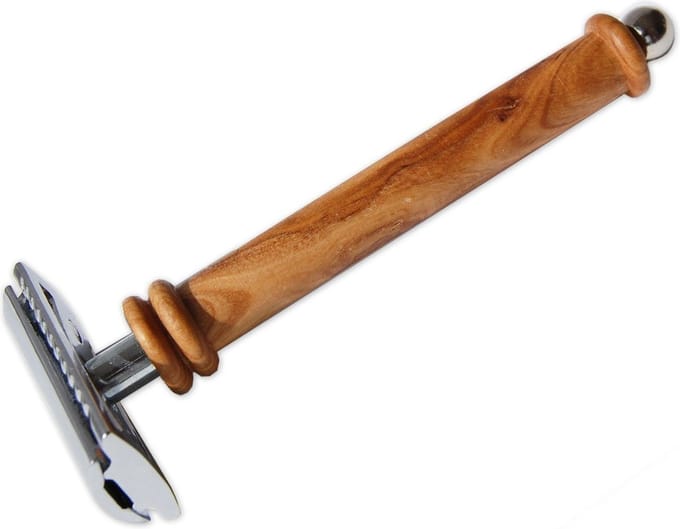 D.O.M. K2 Traditionele scheermes met Verchroomd Olijfhouten Handvat – Zachte en Gladde Scheerervaring