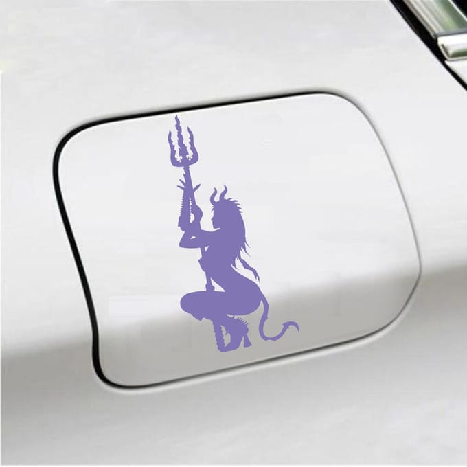 Bumpersticker - Duivel - 13,2 X 6,1 - Paars