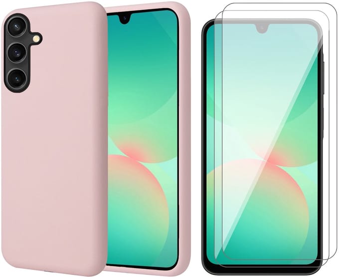 Hoesje geschikt voor Samsung Galaxy A17 5G / A26 - 2x Screenprotector Glas - Mat Back Case Roze