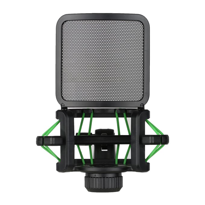 Plastic Microfoon Schokdemper Anti-vibratie Microfoonhouder Standaard met Metalen Popfilter Universeel zwart