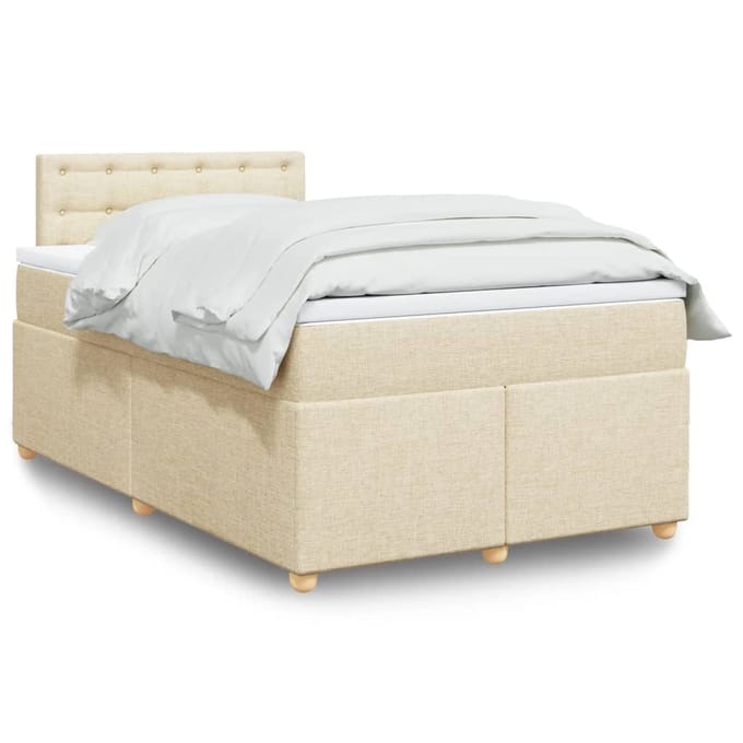 vidaXL - Boxspring - met - matras - stof - crèmekleurig - 120x190 - cm