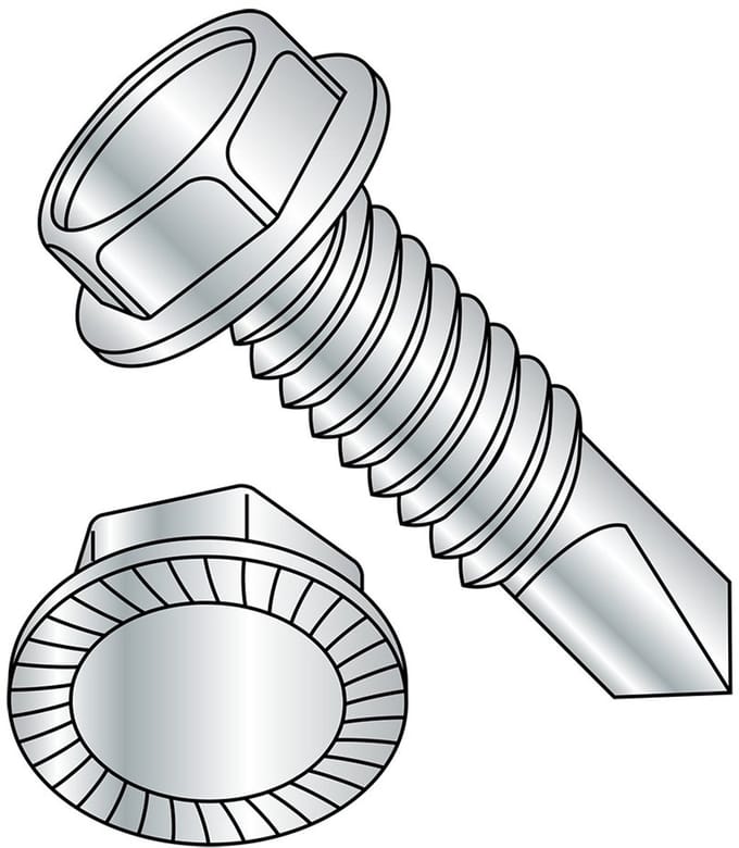 Zelfborende Schroeven - Metaalschroeven Constructieschroeven - Metaalbevestiging - Gekartelde Was Kops - 5/16"-18 x 1" - Zink