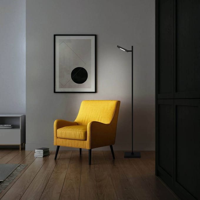 Näve LED vloerlamp Lupa zwart hoogte 135cm metaal touchdim