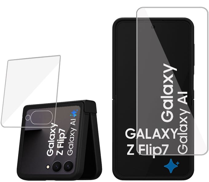 Technow hoesje + Screenprotector geschikt voor Samsung Galaxy Z Flip 7 – Liquid Back Case - Cover - Zwart