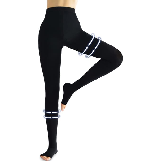 Open Teen 20-30 Mmhg Gegradueerde Compressie Dijhoge Panty's Medische Kousen Voor Spataderen Oedeem Beenondersteuning L zwart