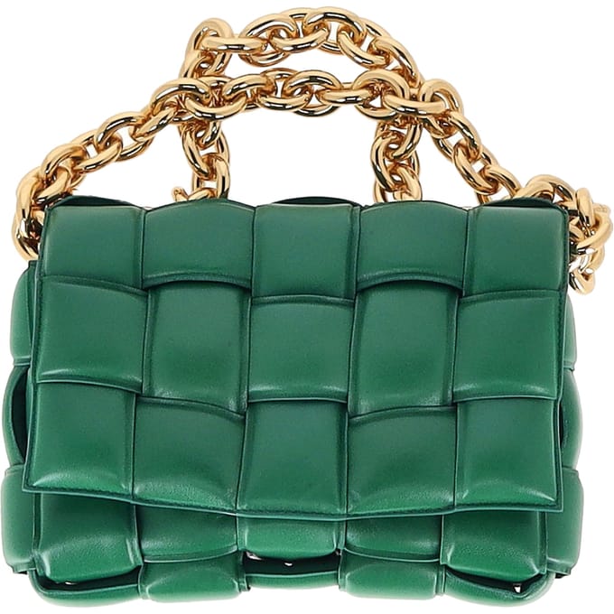 Bottega Veneta Gevoerde Cassette Schoudertas in Groene Leer