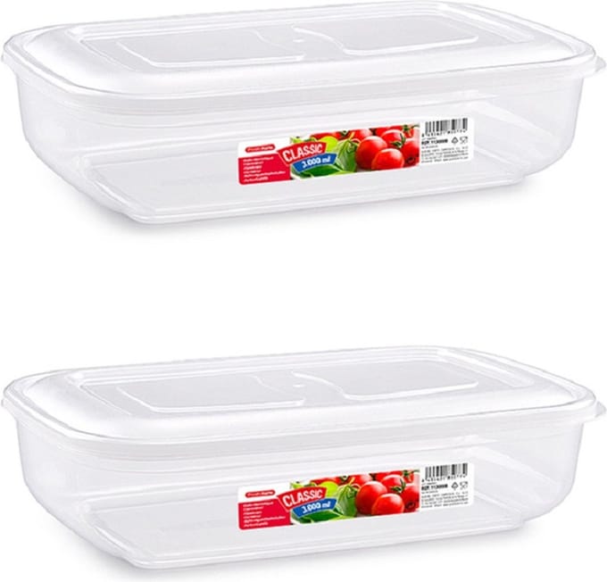 Plasticforte Vershoudbakje - 4x - vriezer en magnetron - 3L - kunststof - mealprep