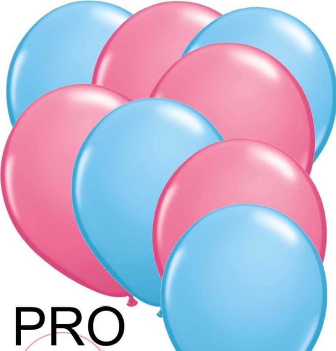 Ballonnen Licht blauw & Roze 10 stuks 30 cm