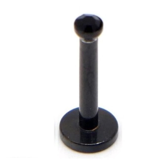 Zwart Met Steen - Tragus / Helix / Labret Piercing