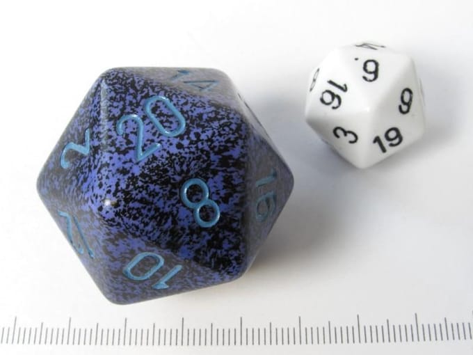 Dobbelsteen D20 Cobalt Speckled 34mm - Accessoires