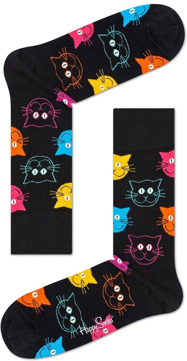 Happy Socks Cat Heren Sokken Zwart - Maat 47-51