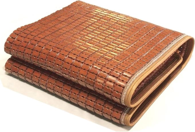 Bamboe Slaapmat - Koel Kussen Mat - Zomers Slapen - Handgeweven Runderpees - 70x150cm - Geel