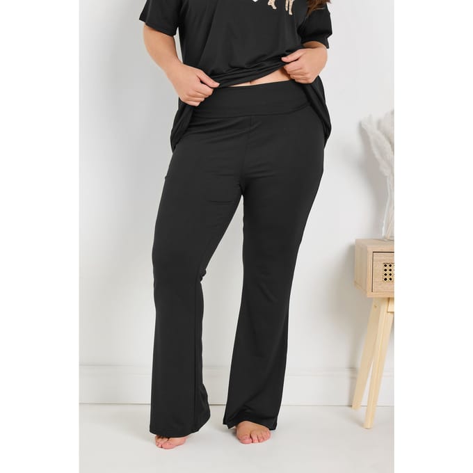 Yours Flared Soft Touch Pyjamabroek In Zwart Size 66-68