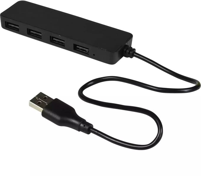 Benson USB-hub - 4 poorten - Compact ontwerp - 28 cm kabel - Zwart