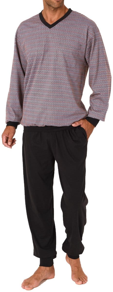 Herenpyjama met lange mouwen en manchetten in elegant streepdesign