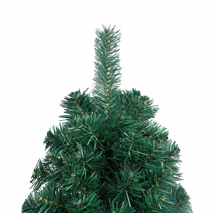 vidaXL - Kunstkerstboom - met - verlichting - en - kerstballen - half - 150 - cm - groen