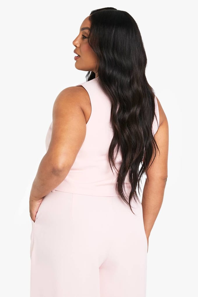 boohoo Dames Plus op maat gemaakt button-down vest | Pink | Maat: 28
