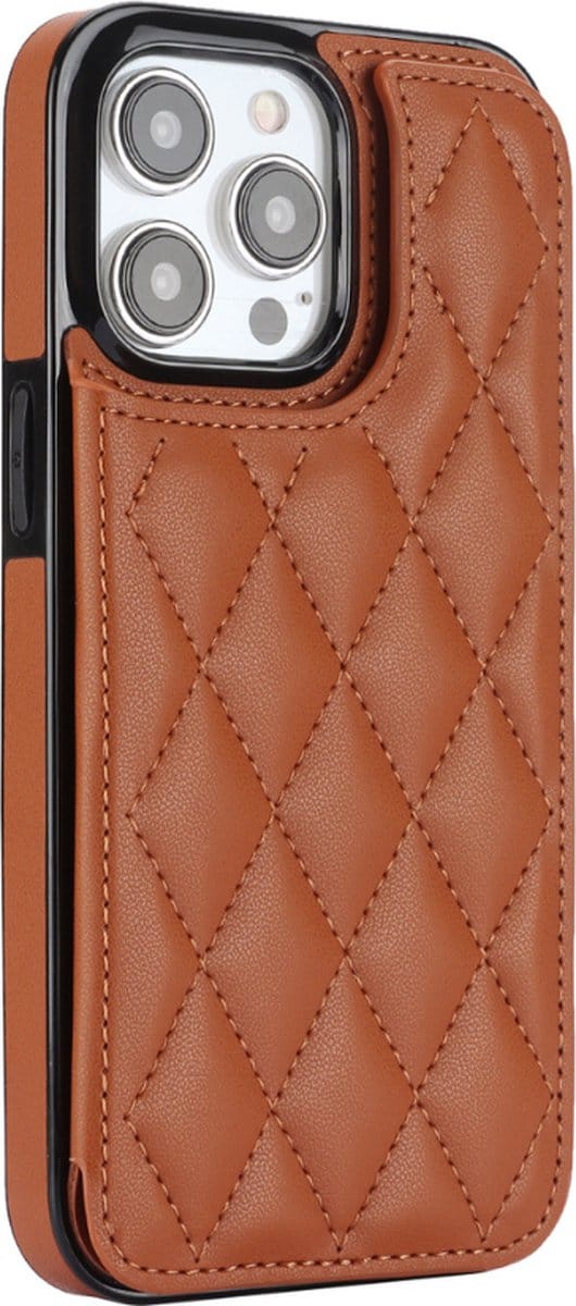 Hoesje geschikt voor iPhone 16 Plus - Backcover - Pasjeshouder - Kunstleer - Bruin