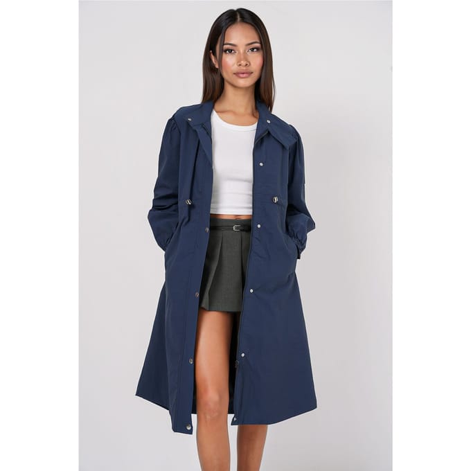 Lange Trenchcoat met Omgeslagen Kraag