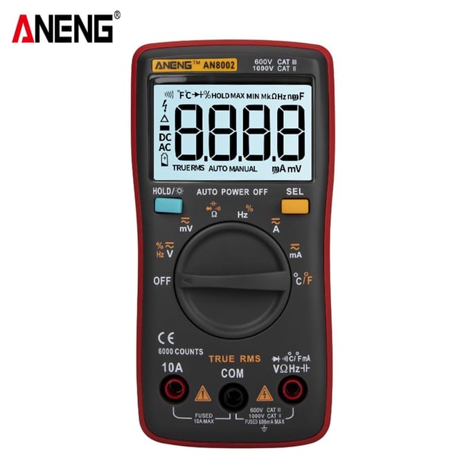 ANENG AN8002 6000 Counts True RMS Multifunctionele Digitale Multimeter Voltmeter Ampèremeter Draagbare Mini Universele Meter rood