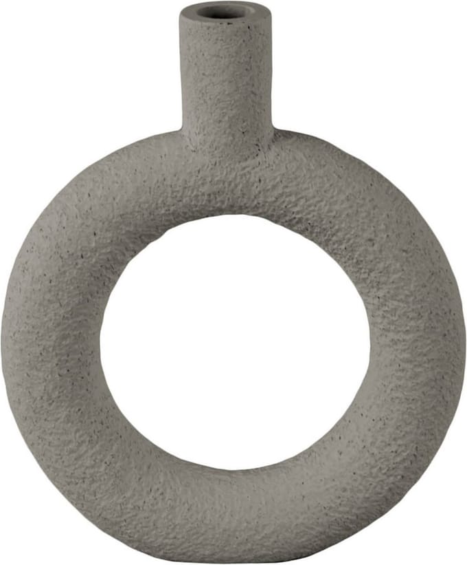 Present Time Vaas Ring - Polyresin - Rond Warm Grijs - 18x3,5x22,5cm