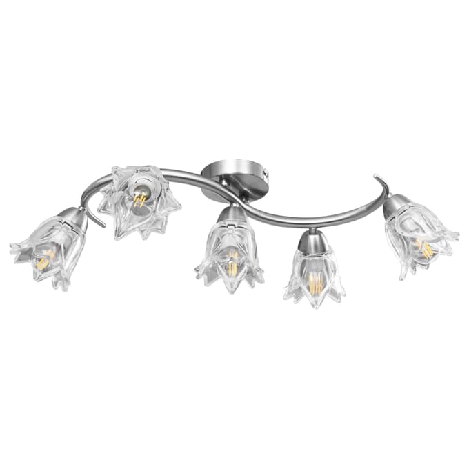 vidaXL Plafondlamp met glazen tulpvormige kappen 5xE14 transparant