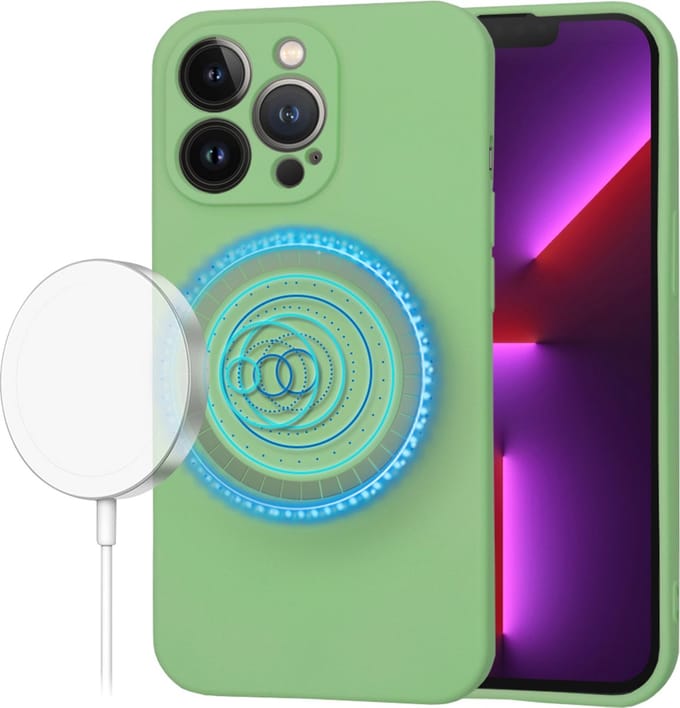 Techsuit Soft Flex Silicone Back Cover hoesje met MagSafe voor Apple iPhone 13 Pro - Mint Green