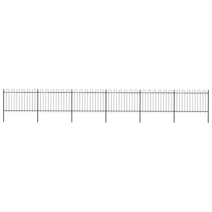 vidaXL - Tuinhek - met - ringtop - staal - 1005x120 - cm - zwart