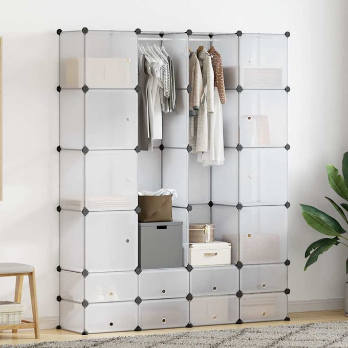 vidaXL - Modulaire - kast - met - 18 - compartimenten - wit - 37 - x - 146 - x - 180,5 - cm