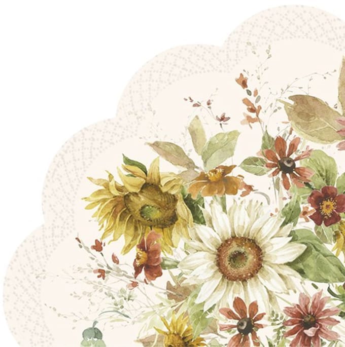 Ronde servetten - Late Summer Flowers Cream