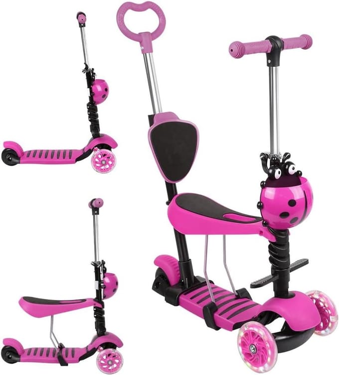Kinder driewieler step - 3-in-1 step - Buiten spelen - Groei met je kind mee - Verstelbaar - Roze