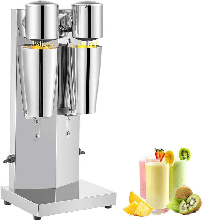 Milkshake Machine - Drankmixer - Drankjes Maken - Dubbele Kop - 800 ml - Zilver