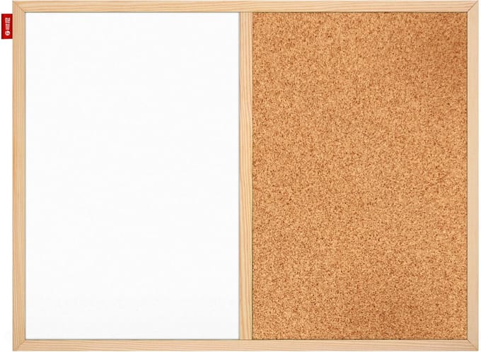 Kurk24 prikbord WHITEBOARD - houten lijst - 60 x 90 cm - combinatiebord