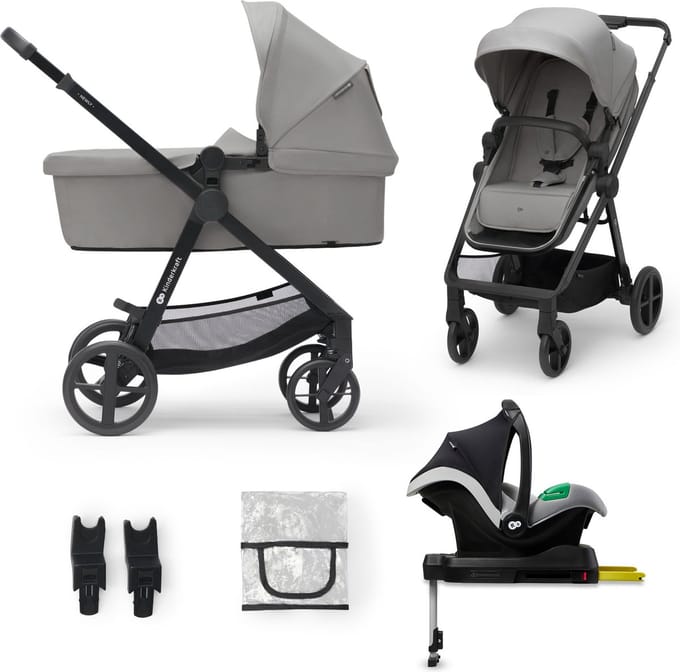 Kinderkraft NEWLY - Kinderwagen - 4-in-1 - Lichtgewicht 7,5 kg - Met Autostoeltje - Grijs