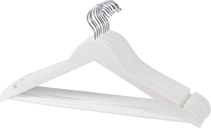 Kledinghanger - 5x - hout - wit - 45 cm - kledinghanger set - Kleding ophangen kledinghanger set