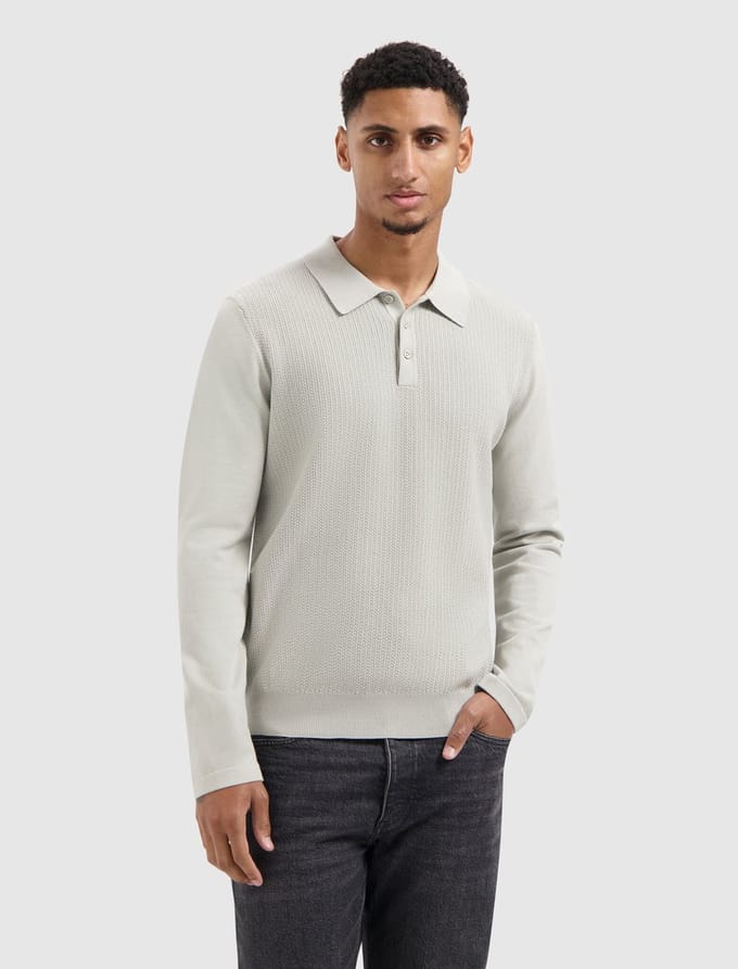 Pure Path Braided Structure Knitted Longsleeve Polo Kit (25030804 - 103)