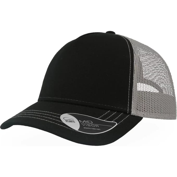 Atlantis Headwear Rapper Canvas Cap AT527 - BLACK/GREY - One size