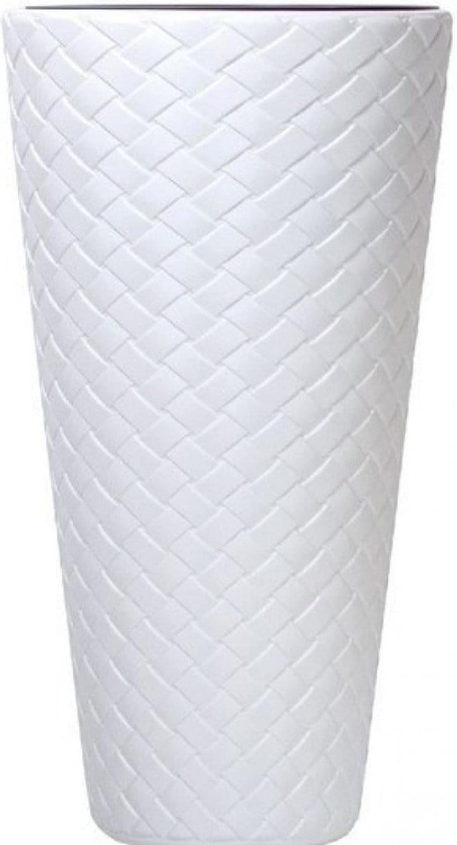 Hoge bloempot met imitatie inzet 40x78 cm Matuba Slim  - Wit