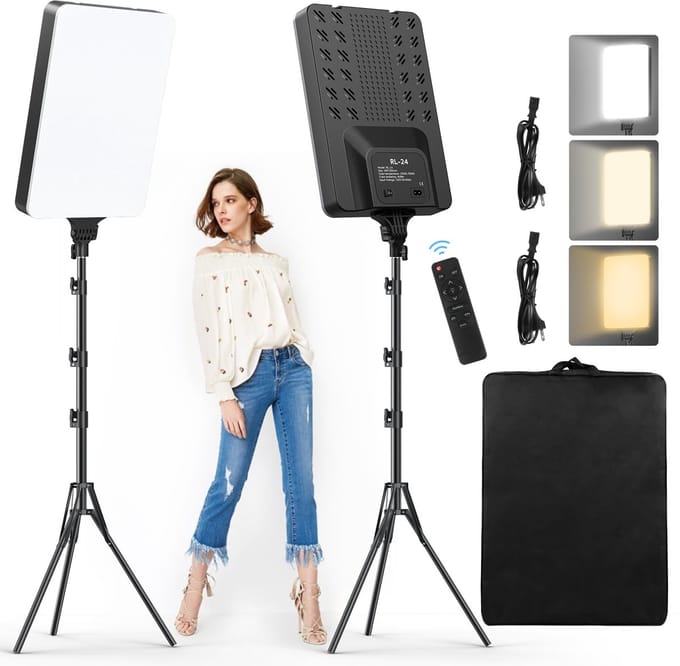 Azomor® Complete set van dimbare LED-studiolampen voor professionele videoproductie