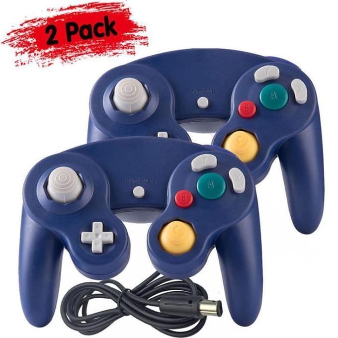 2 x filaire classique MANETTE contrôleur JOYPAD GAMEPAD pour NINTENDO GAMECUBE GC &amp; Wii -Bleu